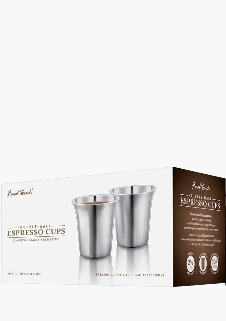 Final Touch Double-Walled Espresso Cups - 2 Pack 3 Final Touch Double-Walled Espresso Cups - 2 Pack
